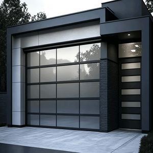 Porte de garage sectionnelle automatique moderne de luxe en verre avec cadre en aluminium, insonorisée, pour villa résidentielle, design personnalisé - Product Image 2