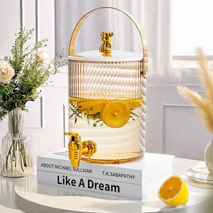 Seau à eau froide grande capacité avec robinet, en plastique alimentaire, pour jus, pour fêtes, adultes, couleur ambre, en PS - Product Image 1