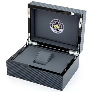 Фабричная коробка для часов из углеродного волокна, роскошные коробки для часов, оптовая цена, модная деревянная коробка с 1 слотом для часов