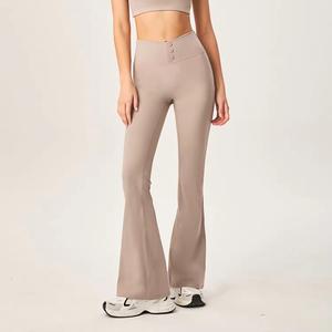 Custom Button-up trouser <b>flared</b> <b>Leggings</b> Stitch Stripe Fitness Workout High Waisted Yoga <b>Leggings</b> Women Gym <b>Leggings</b> - Product Image 3