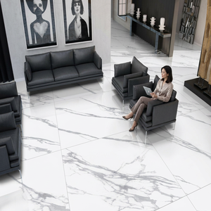 Azulejos de porcelana digitalmente esmaltados de 1200x1200 mm, Belmot, color gris acero, acabado brillante, para pisos y paredes - Product Image 4