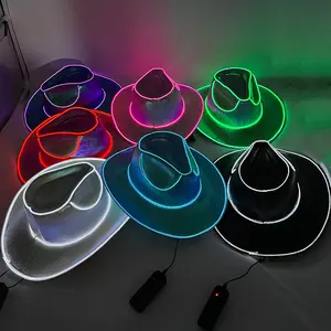 Flashing Bling Lights Light Up Iridescent Pink Space Cowgirl Hat Light Up Cowboy Hat
