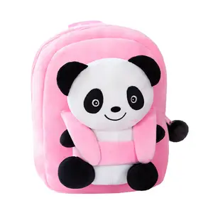 Hot Selling Custom Plushie Pandas Baby Bags Lightweight Cartoon Character Set Unisex Nylon School Backpack for Kids