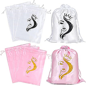 Sacs de rangement pour perruques en satin de soie avec cintre pour extensions de cheveux, perruques et mèches, pour la maison, le salon et les voyages - Product Image 6
