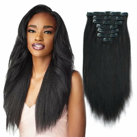 Clip droit brésilien de vison dans les extensions de cheveux vrais cheveux humains Clip noir naturel ins Clip sans couture sur l'extension de cheveux