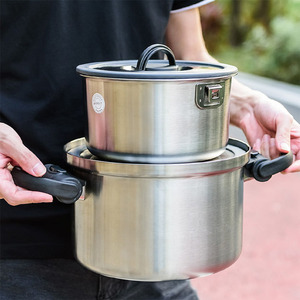 Manufacturer Stainless Pot Portable Outdoor Camping Cookware Set Picnic Folding <strong>Cooking</strong> Pot <strong>Pan</strong> For Hiking And Outdoor - Product Image 3