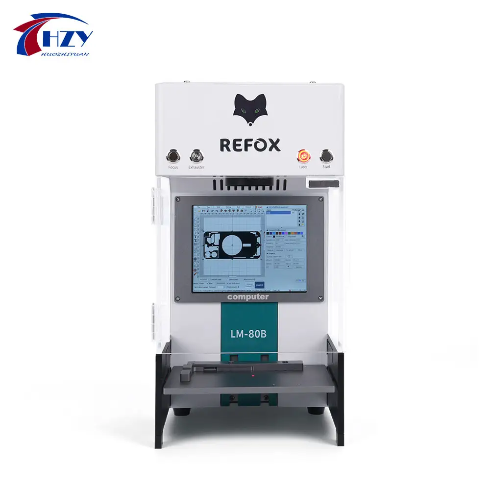 REFOX LM 80E 3 in 1 Intelligent Remove Laser Marking Machine 20W Built-in Fume Extractor Computer for Phone 8-14 Pro Max Repair