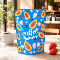 Groothandel heldere op maat bedrukte staande Mylar zakjes met levendige cartoon fruitprint voor instant koffiepoeder retailverpakking
