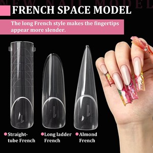 140 Moldes para Uñas Postizas Tipo Ataúd, Extensiones de Uñas para Acrílico y Gel UV, Plantillas sin Papel para Uñas Naturales Largas - Product Image 2