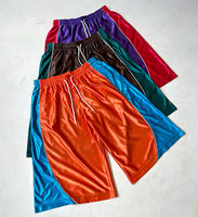 Pantalones Cortos de Baloncesto Retro OEM para Hombre, Corte Holgado, Color en Contraste, Tela Brillante, Logotipo de Marca Personalizado, Estilo Hip Hop, para Entrenamiento