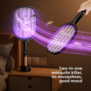Racchetta antizanzare 2-in-1 ricaricabile, portatile, con display LED, a lunga durata, per uso domestico, ad alta tensione. - Product Image 3