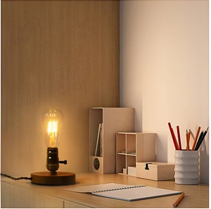 Vintage Fashion Nordic Retro <strong>Table</strong> <strong>Lamp</strong> with E27 Fitting Dome Wood <strong>Shade</strong> <strong>for</strong> Hotel Living Room &amp; Bedroom Decor or Night Lighting - Product Image 2