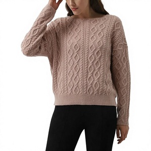 เสื้อสเวตเตอร์ผู้หญิง คอทรงกลม ผ้าฝ้าย 100% สไตล์ลำลอง ใส่สบายๆ สำหรับฤดูใบไม้ร่วงและฤดูหนาว ทรงหลวม คลาสสิก สีพื้น แขนยาว - Product Image 1