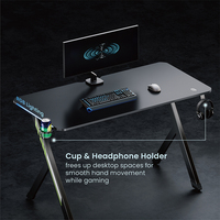 Escritorio para juegos con iluminación LED RGB económica y elegante, ergonómica portavasos barata con mesa de ordenador, soporte para auriculares, para PC, de estilo económico, en el caso de la venta al por mayor