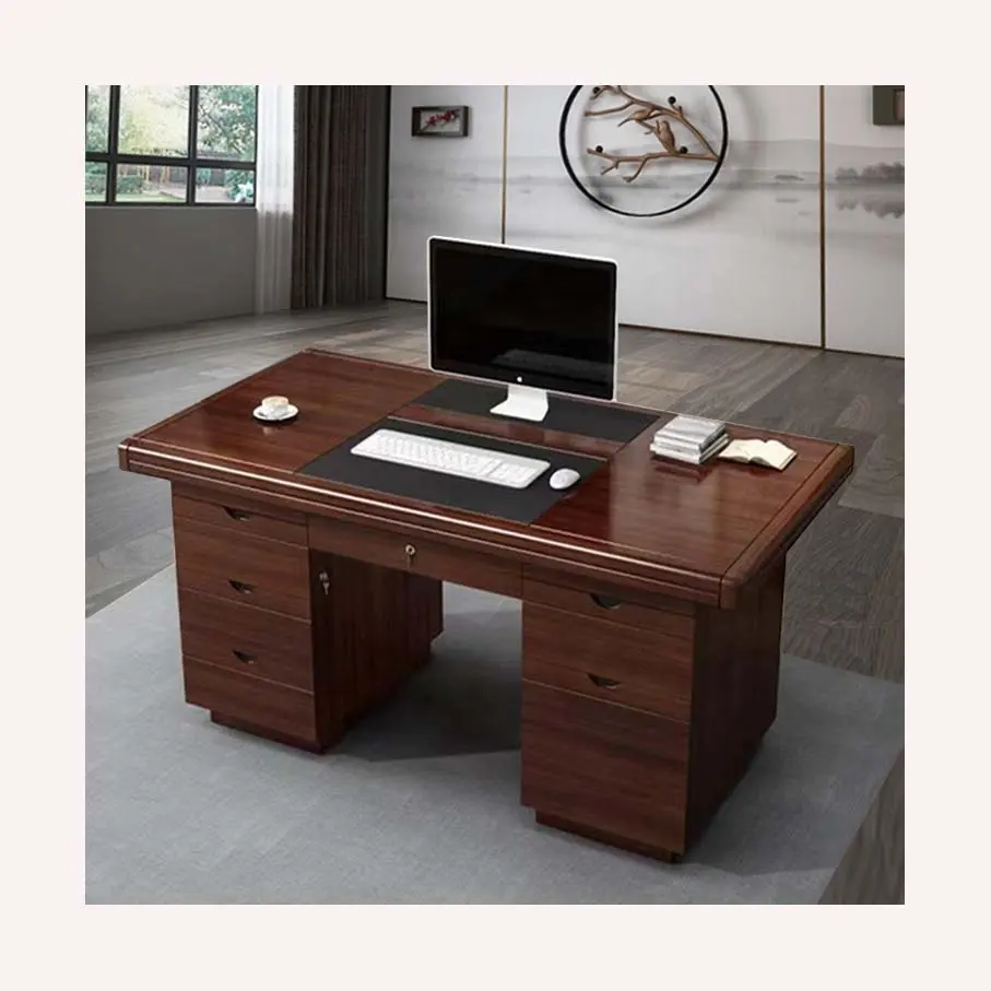 Meja kantor desain Modern meja bos kayu Solid meja kantor eksekutif furnitur meja kantor komputer