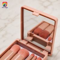 Pinceaux de maquillage professionnels personnalisés pour le visage, ensemble de 5 pinceaux synthétiques pour les lèvres et les yeux, poignée en plastique, sac de voyage, échantillon gratuit