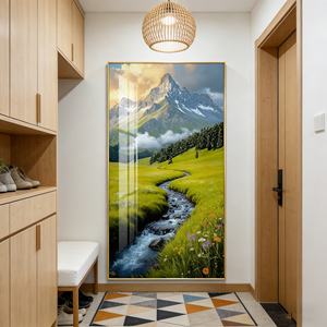 Cuadro de Porcelana de Cristal con Marco Metálico, Impresión Musulmana, Paisaje de Montaña Nevada y Pradera, Mural LED, Decoración de Pared para el Hogar - Product Image 5
