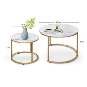 Oem Nordic Modern Luxury Marble Top Round <strong>Nesting</strong> <strong>Coffee</strong> <strong>Table</strong> <strong>Set</strong> for Home Apartment Office Bar Perfect Living Room Furniture - Product Image 2