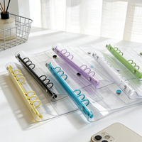 Protège-cahier A5 en PVC transparent avec spirale, motif étoile scintillante, 2 boutons-pression, enveloppes pour argent, organisateur de journal/album pour cadeaux/promotions