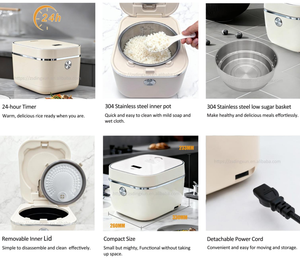 Cuisinière à <span class=keywords><strong>riz</strong></span> électrique à faible teneur en sucre de 220 V, capacité de 5 L, grand panneau tactile, avec cuve intérieure en acier inoxydable 304 - Product Image 4