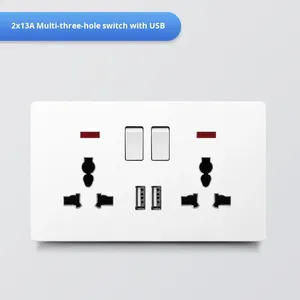 Anh tiêu chuẩn trắng một băng đảng 13A Hai băng đảng đa chức năng năm lỗ <span class=keywords><strong>USB</strong></span> chuyển đổi ổ cắm Bảng điều khiển IP44 cho qua biên giới nước ngoài - Product Image 4