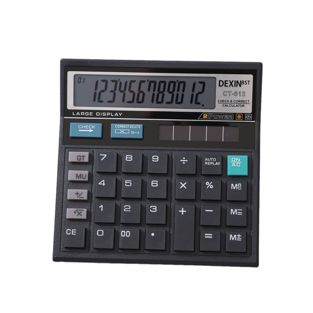Ct-512 12-Digit Scientific Desktop Calculator with Dual Power Big Display Financial Office Use Financial Promotional Item
