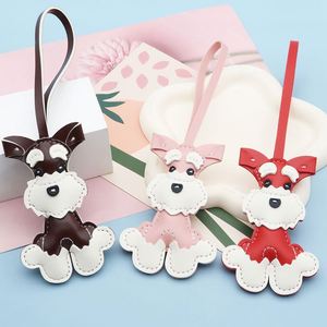 New Luxury PU Leather Dog Pendant Car Keychain Silicone <b>Ring</b> Letterpress Printed Round Shape Mini <b>Bag</b> Charms - Product Image 2