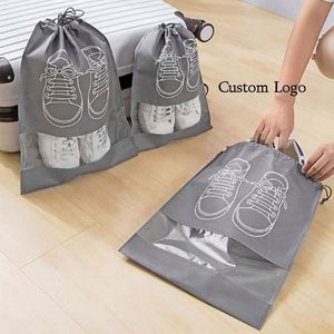 Sac de rangement pour chaussures portable et réutilisable, en tissu non tissé avec fenêtre transparente, sac anti-poussière pour chaussures, sac publicitaire promotionnel - Product Image 4