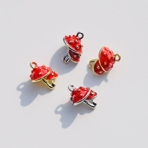 <b>Red</b> Mushroom Pendant Alloy Oil Dripping Middle Size Jewelry Findings For DIY Earrings <b>Bracelets</b> Necklaces - Product Image 1