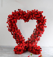 Perlengkapan Acara WG250016 Hiasan Hati Buatan Tangan untuk Pernikahan, Hari Valentine, Bunga Artifisial, Latar Belakang Fotografi, Panggung Sederhana