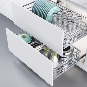 Hnoss 2-tầng thép không gỉ tủ bếp trượt giỏ tổ chức kéo ra khỏi Giỏ dây với lưới ngăn kéo - Product Image 3