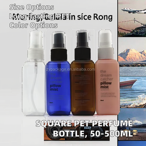 50ml-500ml Square PET Plastic Perfume <b>Spray</b> <b>Bottles</b> (Amber Green Blue White ) Screen Printed Pump Sprayer - Product Image 2