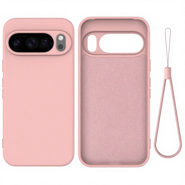 Soft Liquid Silicone Case for Google Pixel 10 Pro XL Anti Fingerprint Shockproof Protective Cover With Wrist Strap Bumper Shell