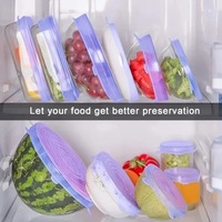 12 couvercles extensibles en silicone écologiques réutilisables pour le stockage des aliments - 6 tailles différentes (2 ensembles) - Couvercles élastiques pour bols de cuisine