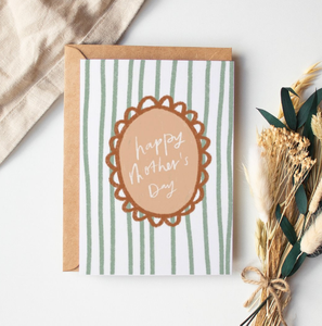 <span class=keywords><strong>Carte</strong></span> de remerciement personnalisée et écologique avec cadre dessiné à la <span class=keywords><strong>main</strong></span> en papier à rayures <span class=keywords><strong>Carte</strong></span>-cadeau <span class=keywords><strong>Carte</strong></span> d'invitation pour la fête des mères - Product Image 1