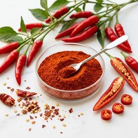 Poudre d'extrait de capsicum cristallin de qualité alimentaire naturelle (Capsaïcinoïdes) pour soulager la douleur, emballée sous vide dans un récipient en verre ou en conserve