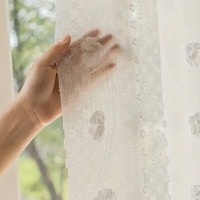 Rideaux transparents jacquard tridimensionnels à pompons de style américain, sur mesure pour lucarne, fixation murale, toutes saisons, pour salon et chambre