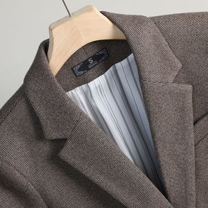 Women's Grey Plaid Suit Jacket Medium Thickness Polyester Worsted Professional Style Spring Autumn Short Top Petite Casual - Product Image 4