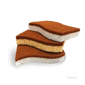 Topeco New Natural Biodegradable Kitchen Magic Cleaning Cellulose Sponge Plant Fiber Coir Scrubber Cellulose Sponge