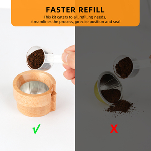 1 kit de dosettes de café réutilisables compatible avec les filtres <span class=keywords><strong>Vertuo</strong></span> Makers avec couvercles scellés en feuille et support de remplissage et inviolable double face - Product Image 4