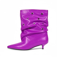 Nouvelles Bottes de Cowboy Rétro en Cuir pour Femme, Modèle 2026, Mi-Mollet, Bout Pointu, Tendance, Chaussures d'Extérieur pour l'Automne
