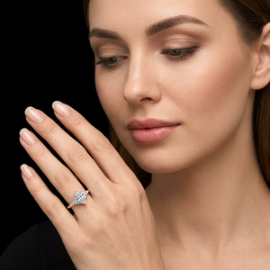 แหวนหมั้นเพชรทรงมาร์คีส์ 0.6 กะรัต ทองคำขาว 14k 18k โรสโกลด์ ดีไซน์พิเศษ ประดับเพชรทรงคลัสเตอร์ สำหรับงานแต่งงาน - Product Image 1