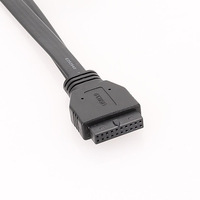 Kabel USB 3.0 Panel Depan Motherboard (19-Pin ke Dual USB-A Female) Kabel Pipih untuk Casing PC DIY dengan Jarak Lubang Sekrup Sempit