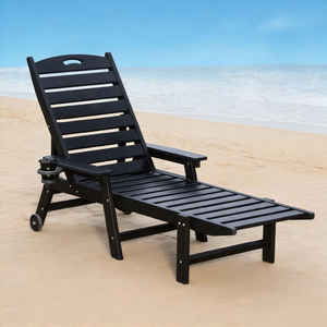 Chaise longue en HDPE pour l'extérieur, dossier réglable en 4 positions, mobilier de piscine et de patio - Product Image 4