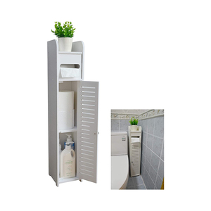 Rangement de salle de bain en bois, armoire d'angle fine de toilette, évier étroit, étagère d'organisation pour porte-papier, 1 pièce - Product Image 1