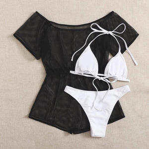 Personnalisé <span class=keywords><strong>Bikini</strong></span> Ensembles 3pack Triangle Dos Nu Maille Coord <span class=keywords><strong>Bikini</strong></span> Maillot De Bain - Product Image 2