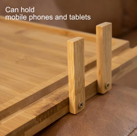 Table d'appoint pliable moderne en bambou avec support de téléphone, finition laquée, pour salon, table à manger et rangement de vaisselle