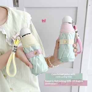 Sombrilla Compacta Plegable de Cinco Pliegues con Borde Protector Solar y Marco de Acero en Contraste al 50% de Estilo Ins, Regalo Publicitario para Mujer - Product Image 3