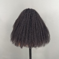 Perruque Lace Front 360 Highlight Afro Kinky Curly Brésilienne Vierge 18 Pouces Pré-Pluckée avec Baby Hair Densité 280% Couleur Naturelle