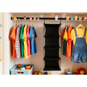 4-<b>Shelf</b> Hanging Closet Organizer, Foldable Linen Fabric Closet Storage <b>Shelves</b> with 4 Open Compartments, Space-Saving - Product Image 6